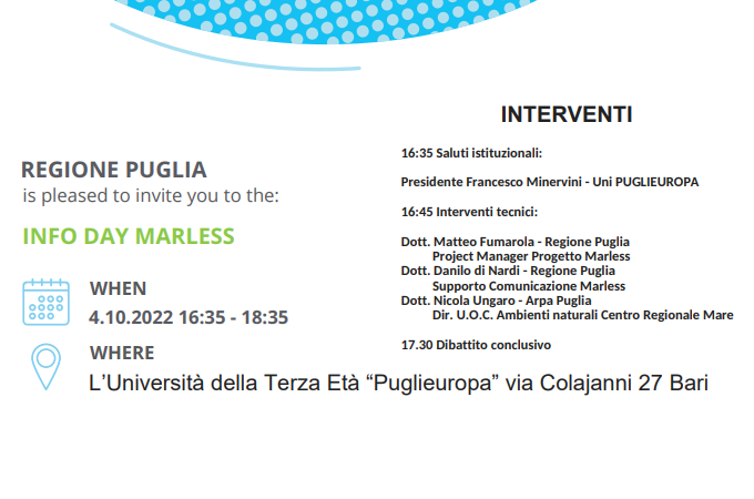 Region of Puglia - Invitation to MARLESS Info day (elderly association)