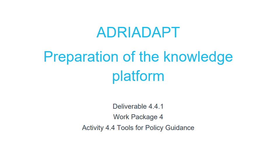 ADRIADAPT Deliverable: Preparation of the knowledge platform