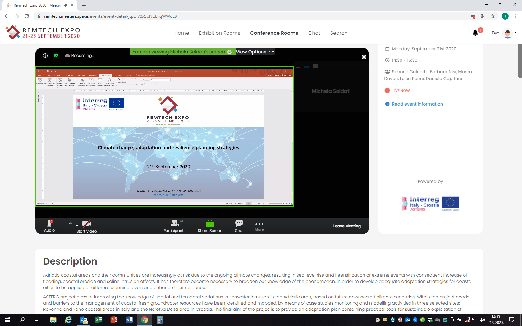 Presentation of project ASTERIS at the international scientific conference REMTECH EXPO 2020
