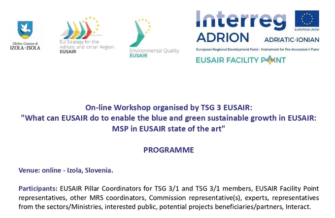 IZVOR PLOČE participation in the international on-line joint workshop organised by TSG3 EUSAIR on blue and green sustainable growth
