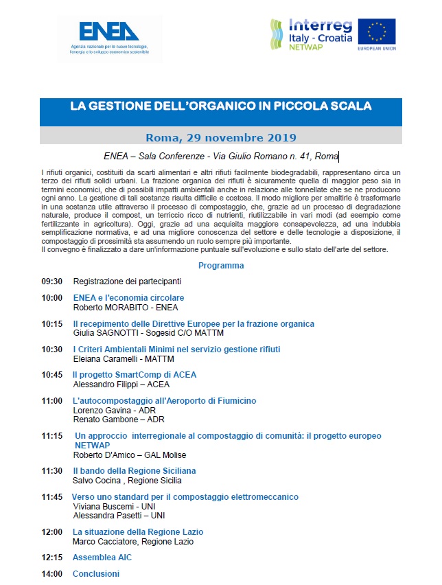 LA GESTIONE DELL’ORGANICO IN PICCOLA SCALA - THE MANAGEMENT OF ORGANIC WASTE IN SMALL SCALE