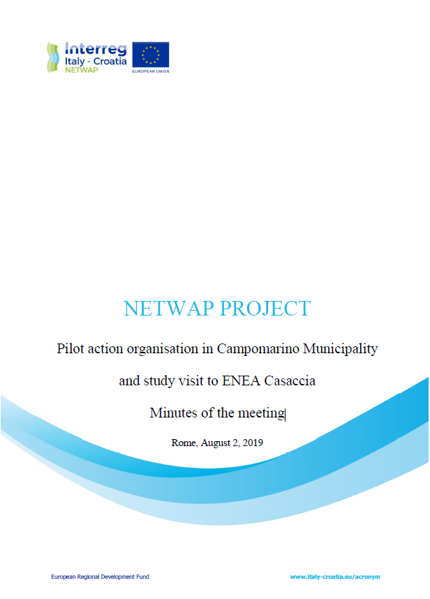 Pilot action organisation in Campomarino Municipality and study visit to ENEA Casaccia” Rome, 2nd August 2019