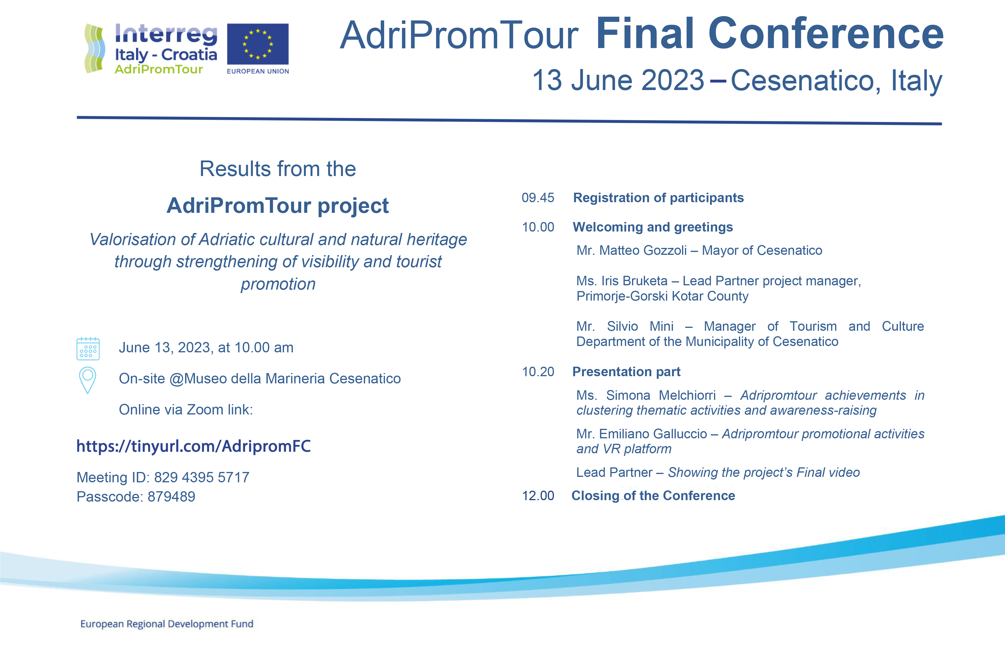 Adripromtour final conference in Cesenatico... and online